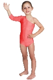BODY DANZA LYCRA MONOSPALLA MANICA TRE QUARTI ROSSO BABY